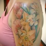 photo tattoo gladiolus 25.01.2019 №088 - drawing a tattoo flower gladiolus - tattoovalue.net