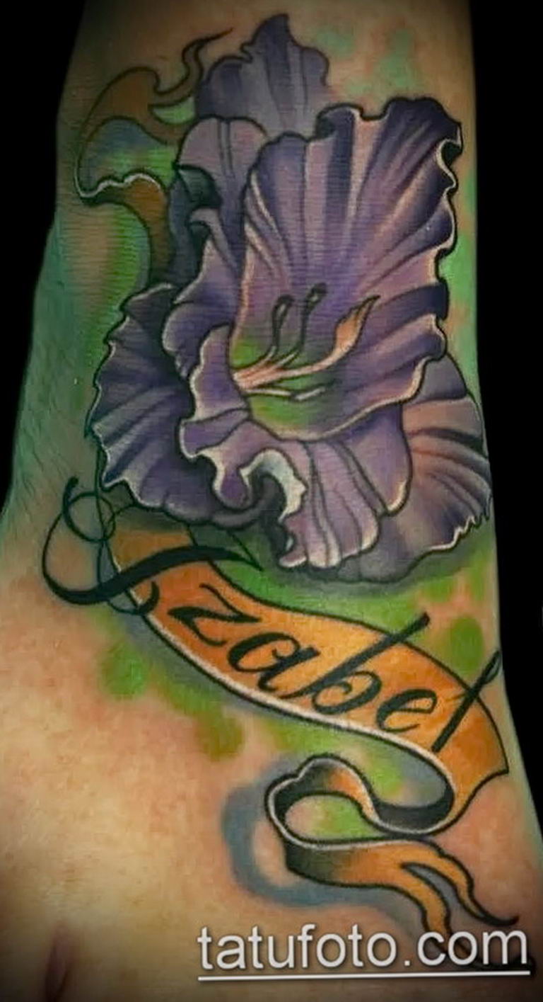 photo tattoo gladiolus 25.01.2019 №094 - drawing a tattoo flower gladiolus - tattoovalue.net