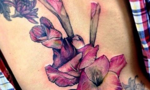 photo tattoo gladiolus 25.01.2019 №098 - drawing a tattoo flower gladiolus - tattoovalue.net