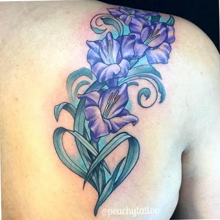 photo tattoo gladiolus 25.01.2019 №101 - drawing a tattoo flower gladiolus - tattoovalue.net