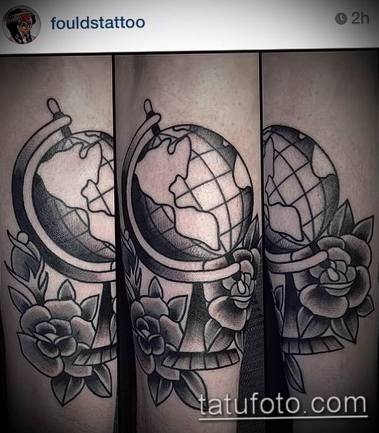 Hourglass Skull and Globe Traditional Tattoo by KeelHauled  Flickr