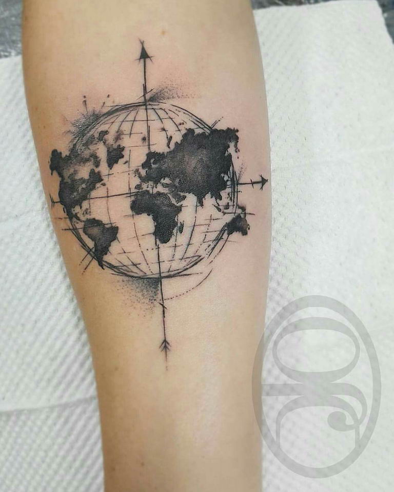 photo tattoo globe 25.01.2019 №007 - drawing tattoo globe - tattoovalue.net