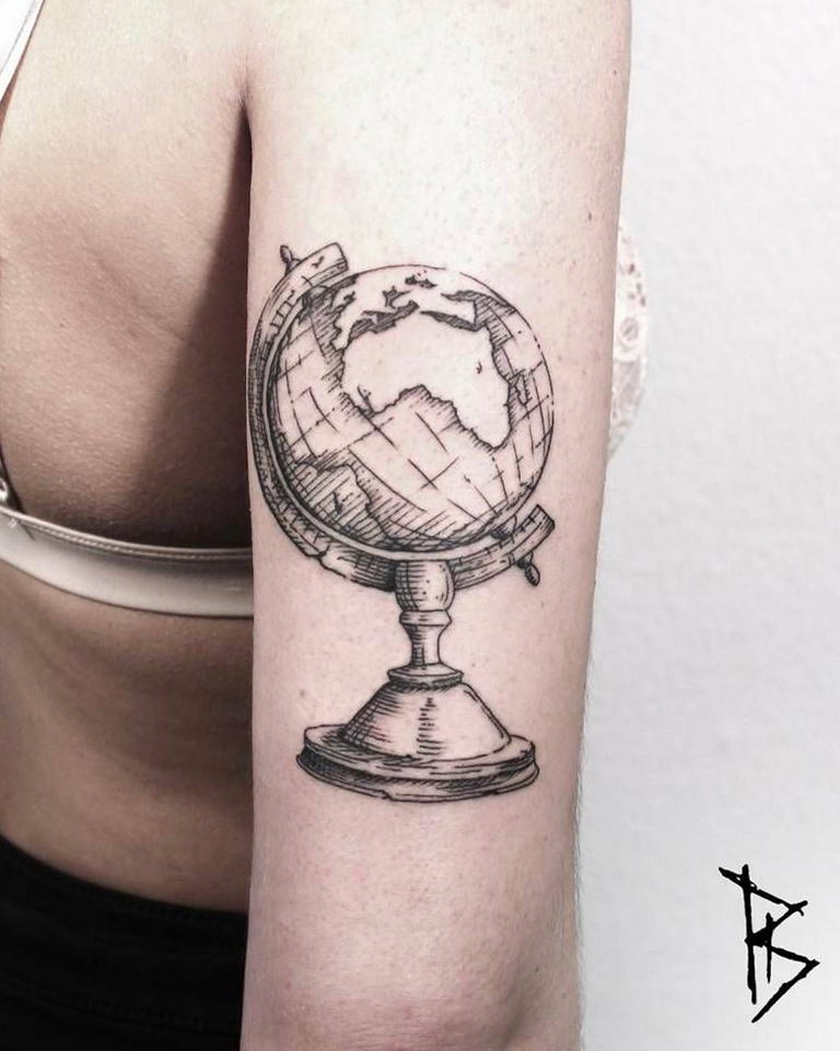 photo tattoo globe 25.01.2019 №011 - drawing tattoo globe - tattoovalue.net