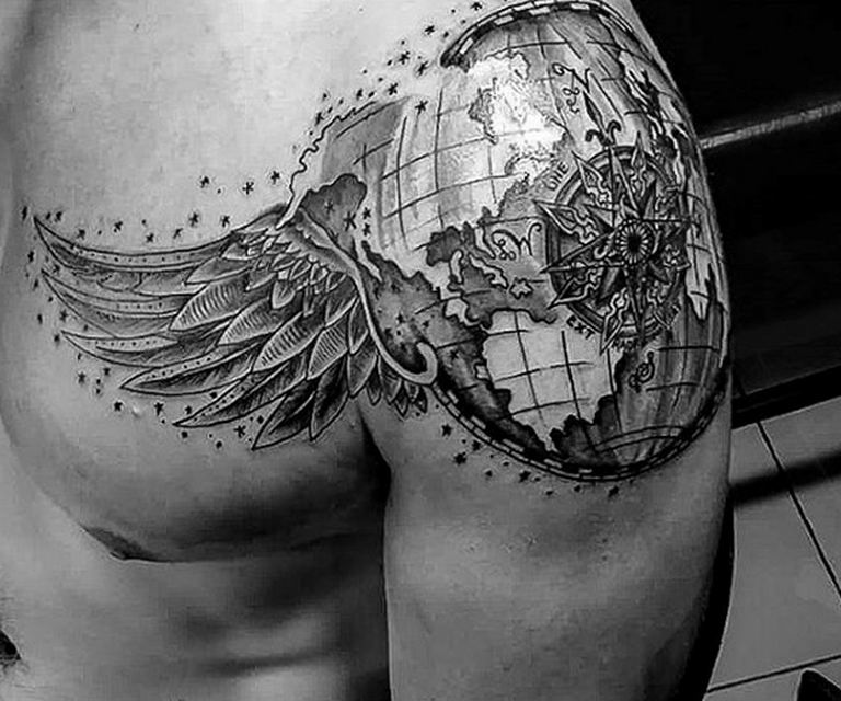 photo tattoo globe 25.01.2019 №015 - drawing tattoo globe - tattoovalue.net
