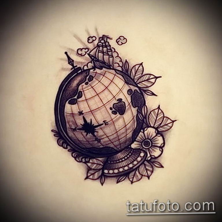 photo tattoo globe 25.01.2019 №113 - drawing tattoo globe - tattoovalue.net