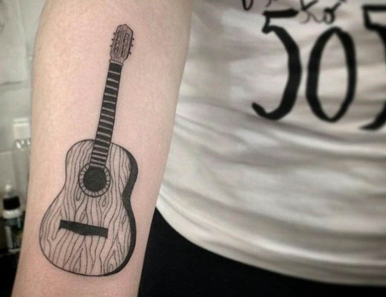 photo tattoo guitar 25.01.2019 № 017 - drawing tattoo with a guitar - tatto...