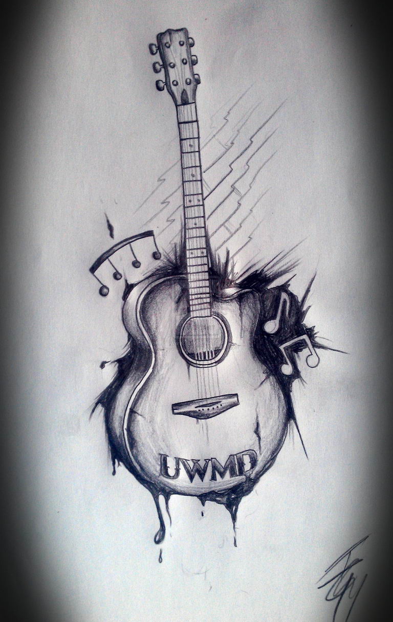 photo tattoo guitar  №023 - drawing tattoo with a guitar -   