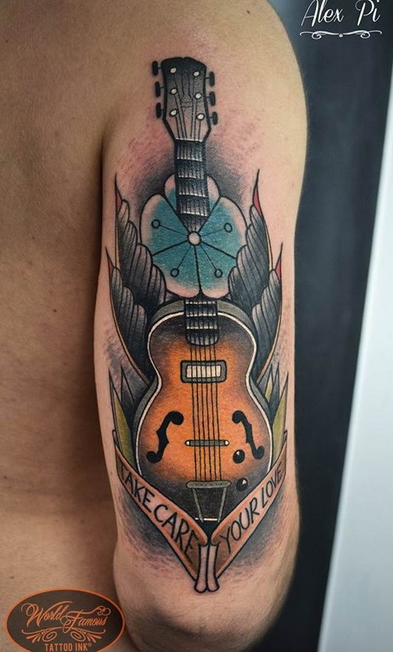 photo tattoo guitar 25.01.2019 № 274 - drawing tattoo with a guitar - tatto...