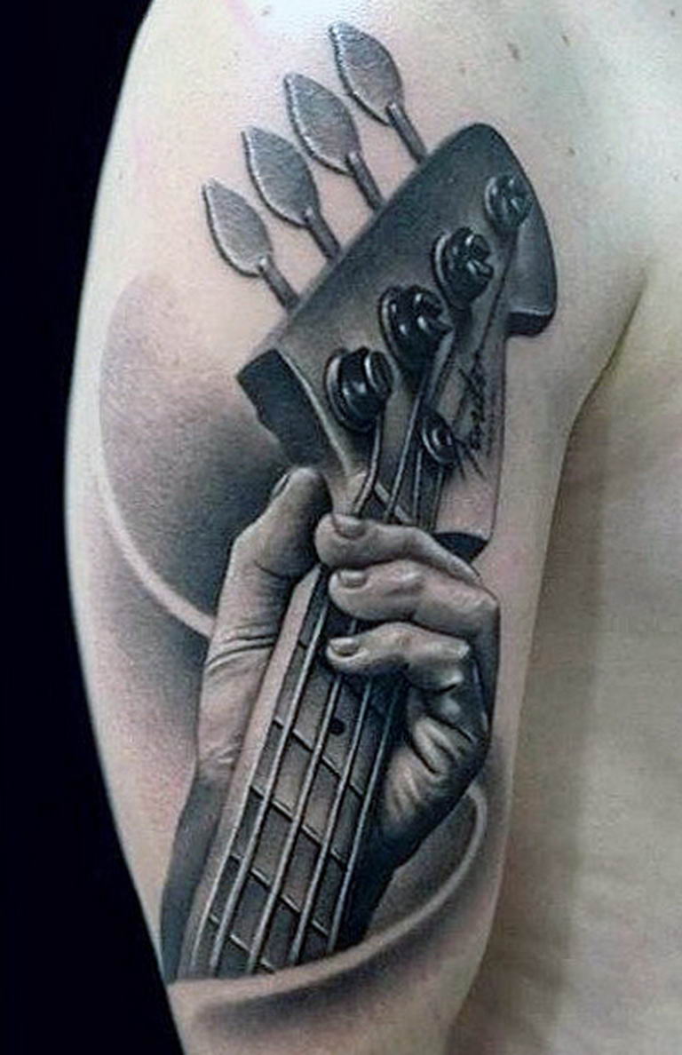 The Meaning of the tattoo Guitar history, facts, photo drawings, sketches
