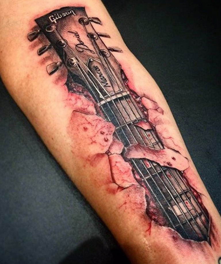 photo tattoo guitar 25.01.2019 №011 - drawing tattoo with a guitar - tattoovalue.net