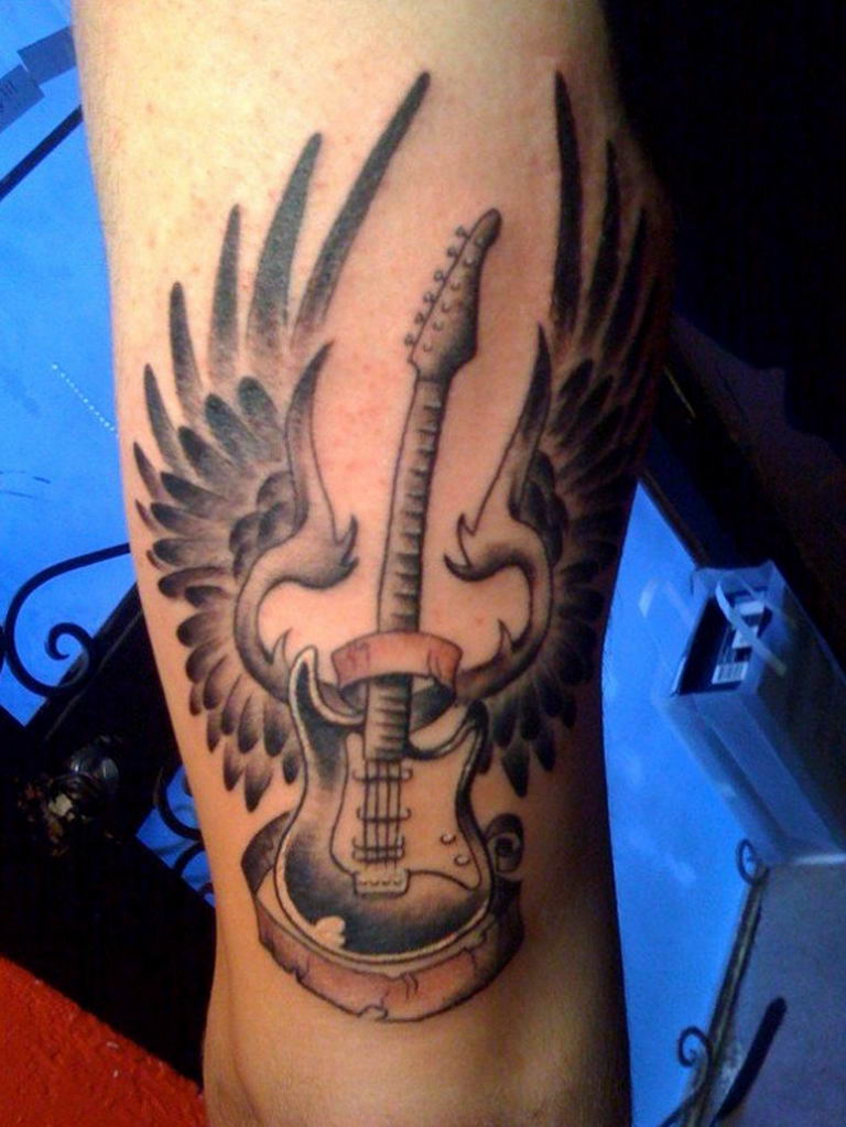 photo tattoo guitar 25.01.2019 №014 - drawing tattoo with a guitar - tattoovalue.net