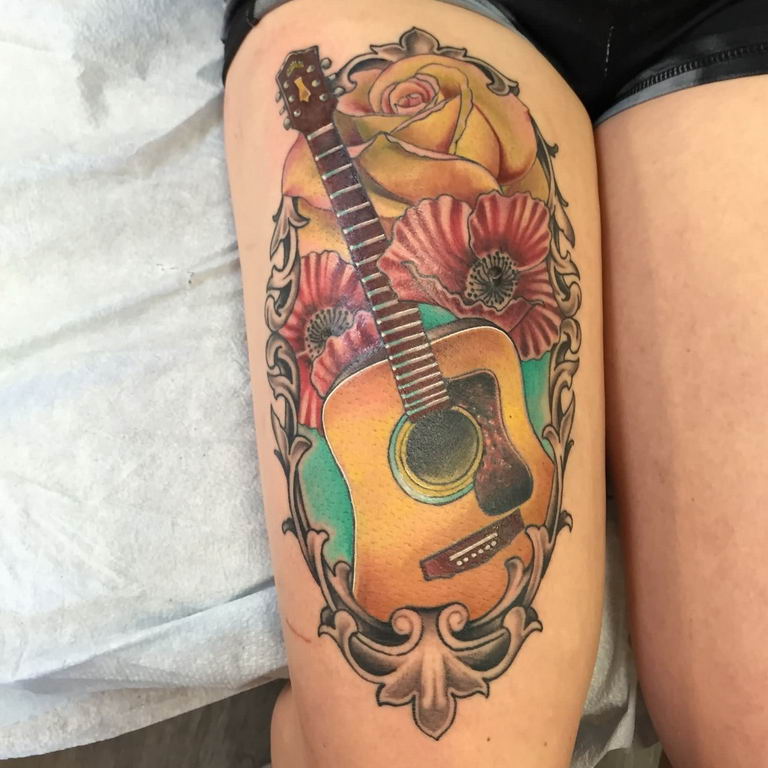 photo tattoo guitar 25.01.2019 №025 - drawing tattoo with a guitar - tattoovalue.net