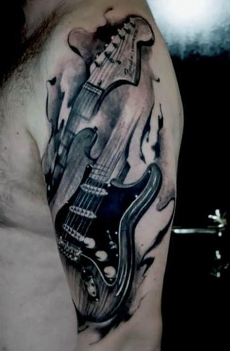 photo tattoo guitar 25.01.2019 №027 - drawing tattoo with a guitar - tattoovalue.net
