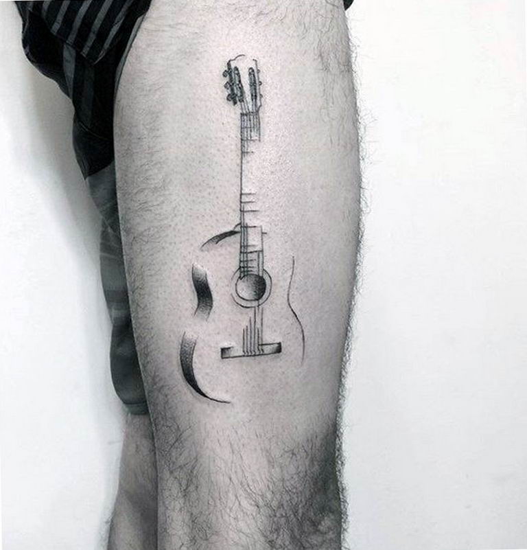 photo tattoo guitar 25.01.2019 №033 - drawing tattoo with a guitar - tattoovalue.net