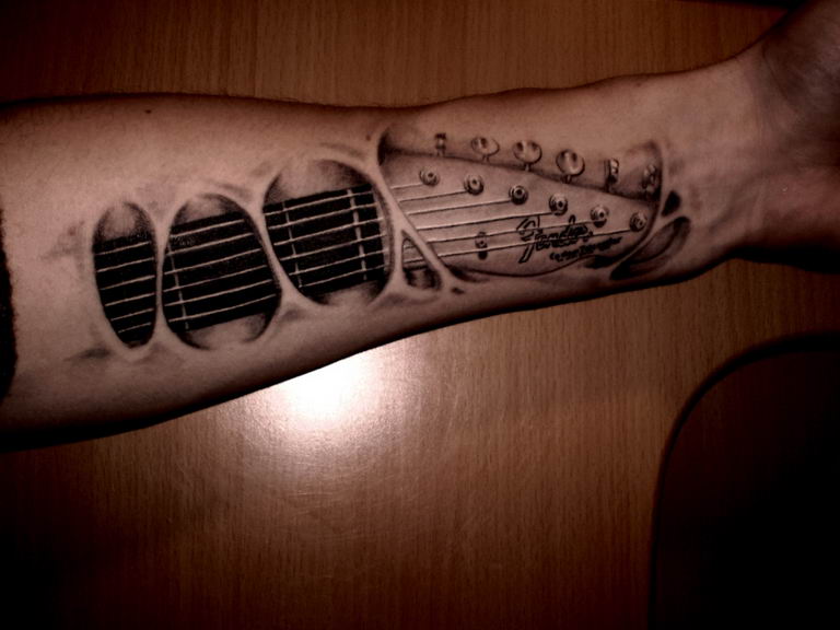 photo tattoo guitar 25.01.2019 №037 - drawing tattoo with a guitar - tattoovalue.net