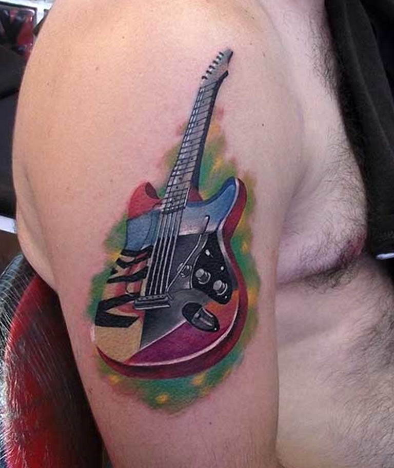 photo tattoo guitar 25.01.2019 №040 - drawing tattoo with a guitar - tattoovalue.net