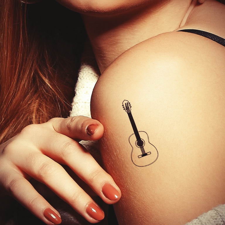 photo tattoo guitar 25.01.2019 №045 - drawing tattoo with a guitar - tattoovalue.net
