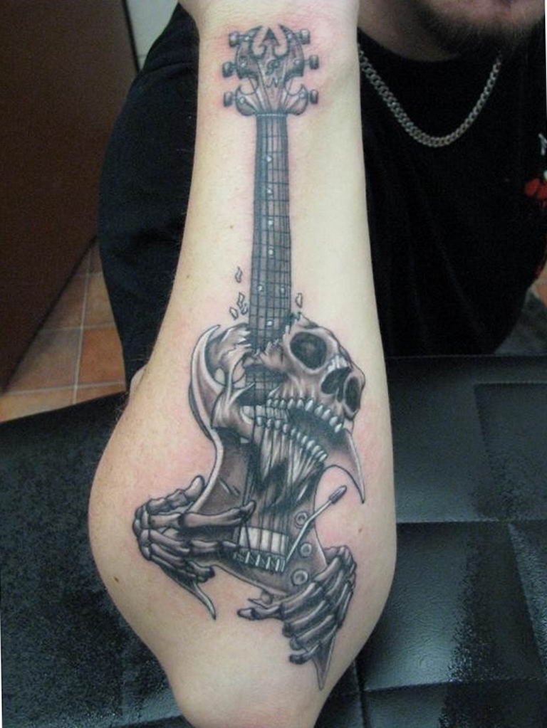 photo tattoo guitar 25.01.2019 №051 - drawing tattoo with a guitar - tattoovalue.net