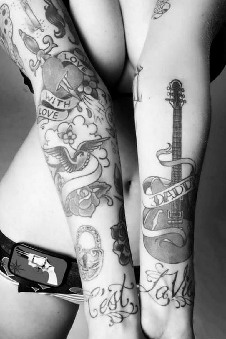 photo tattoo guitar 25.01.2019 №055 - drawing tattoo with a guitar - tattoovalue.net