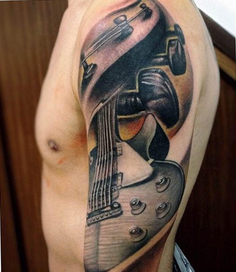 photo tattoo guitar 25.01.2019 №060 - drawing tattoo with a guitar - tattoovalue.net