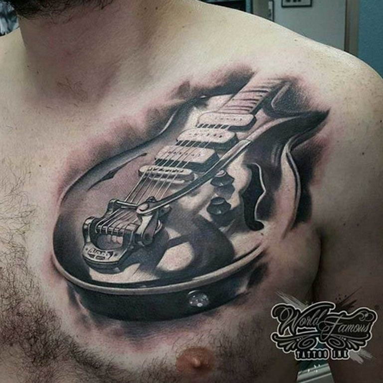 photo tattoo guitar 25.01.2019 №065 - drawing tattoo with a guitar - tattoovalue.net