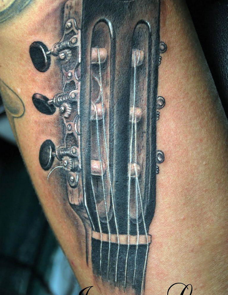 photo tattoo guitar 25.01.2019 №068 - drawing tattoo with a guitar - tattoovalue.net