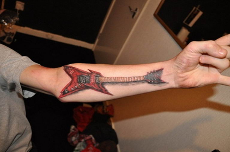 photo tattoo guitar 25.01.2019 №069 - drawing tattoo with a guitar - tattoovalue.net