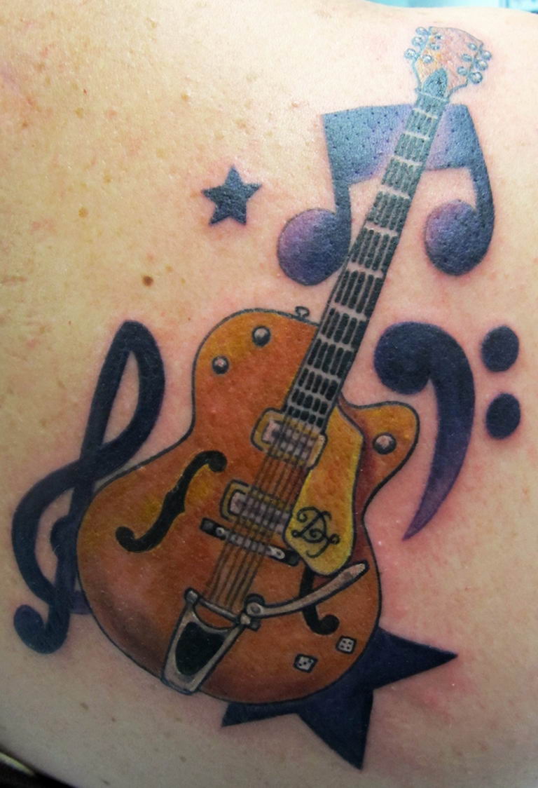 photo tattoo guitar 25.01.2019 №078 - drawing tattoo with a guitar - tattoovalue.net