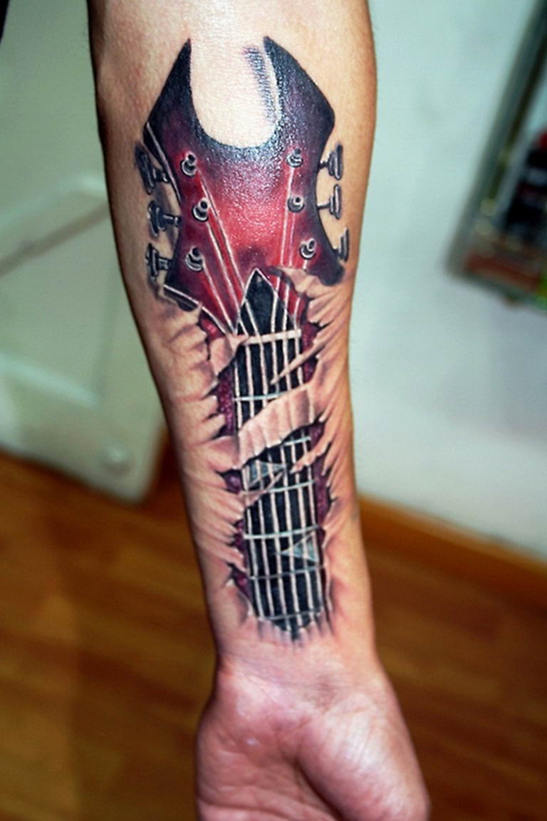 photo tattoo guitar 25.01.2019 №084 - drawing tattoo with a guitar - tattoovalue.net