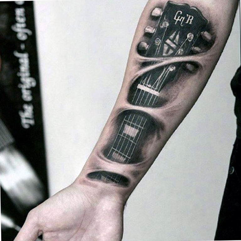 photo tattoo guitar 25.01.2019 №091 - drawing tattoo with a guitar - tattoovalue.net
