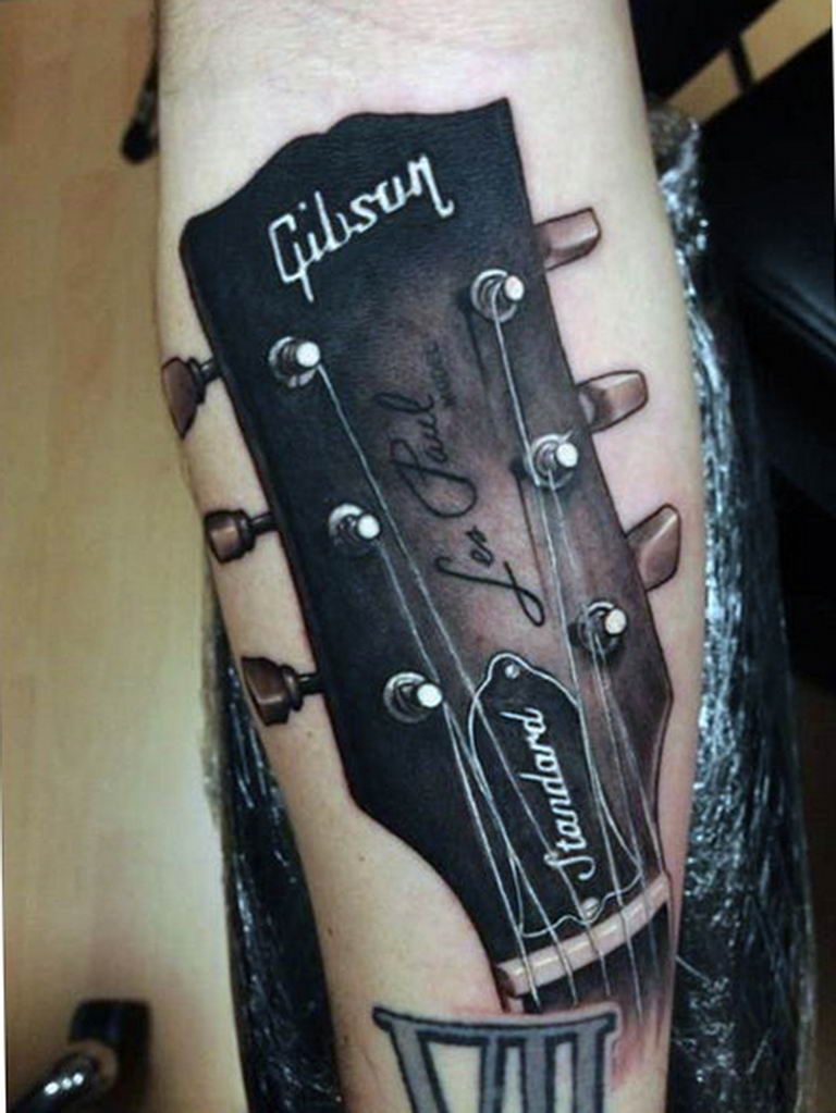 photo tattoo guitar 25.01.2019 №092 - drawing tattoo with a guitar - tattoovalue.net