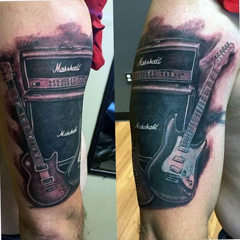 photo tattoo guitar 25.01.2019 №094 - drawing tattoo with a guitar - tattoovalue.net