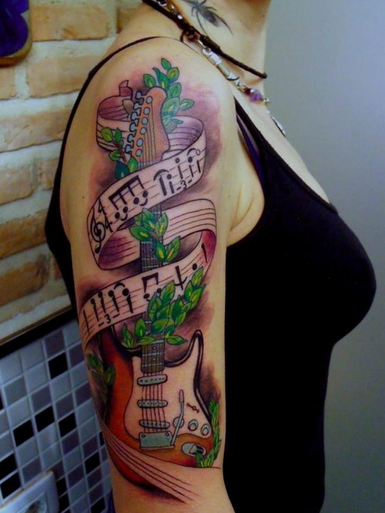 photo tattoo guitar 25.01.2019 №097 - drawing tattoo with a guitar - tattoovalue.net