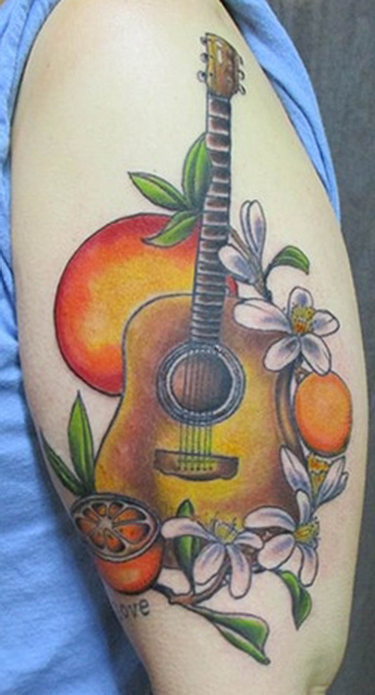 photo tattoo guitar 25.01.2019 №101 - drawing tattoo with a guitar - tattoovalue.net