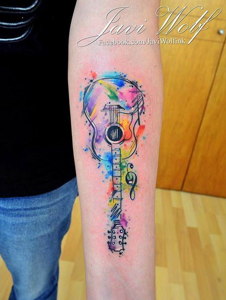photo tattoo guitar 25.01.2019 №104 - drawing tattoo with a guitar - tattoovalue.net