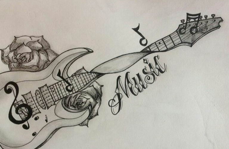 photo tattoo guitar 25.01.2019 №107 - drawing tattoo with a guitar - tattoovalue.net