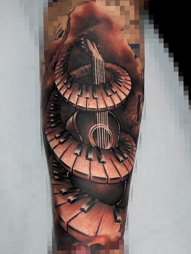 photo tattoo guitar 25.01.2019 №109 - drawing tattoo with a guitar - tattoovalue.net