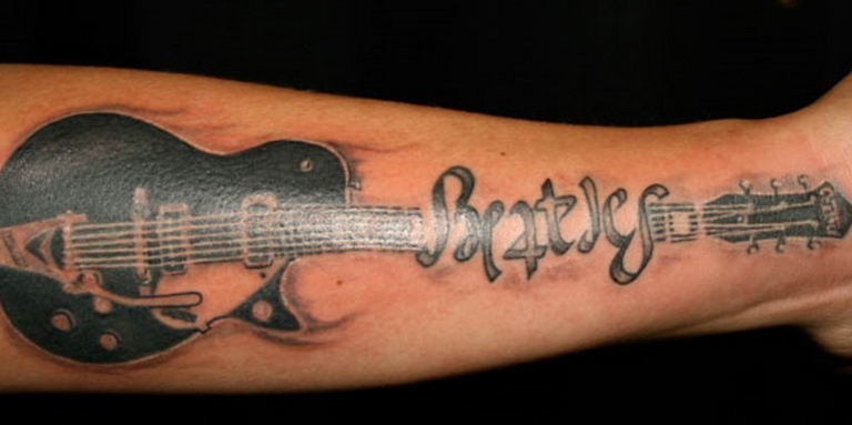 photo tattoo guitar 25.01.2019 №110 - drawing tattoo with a guitar - tattoovalue.net