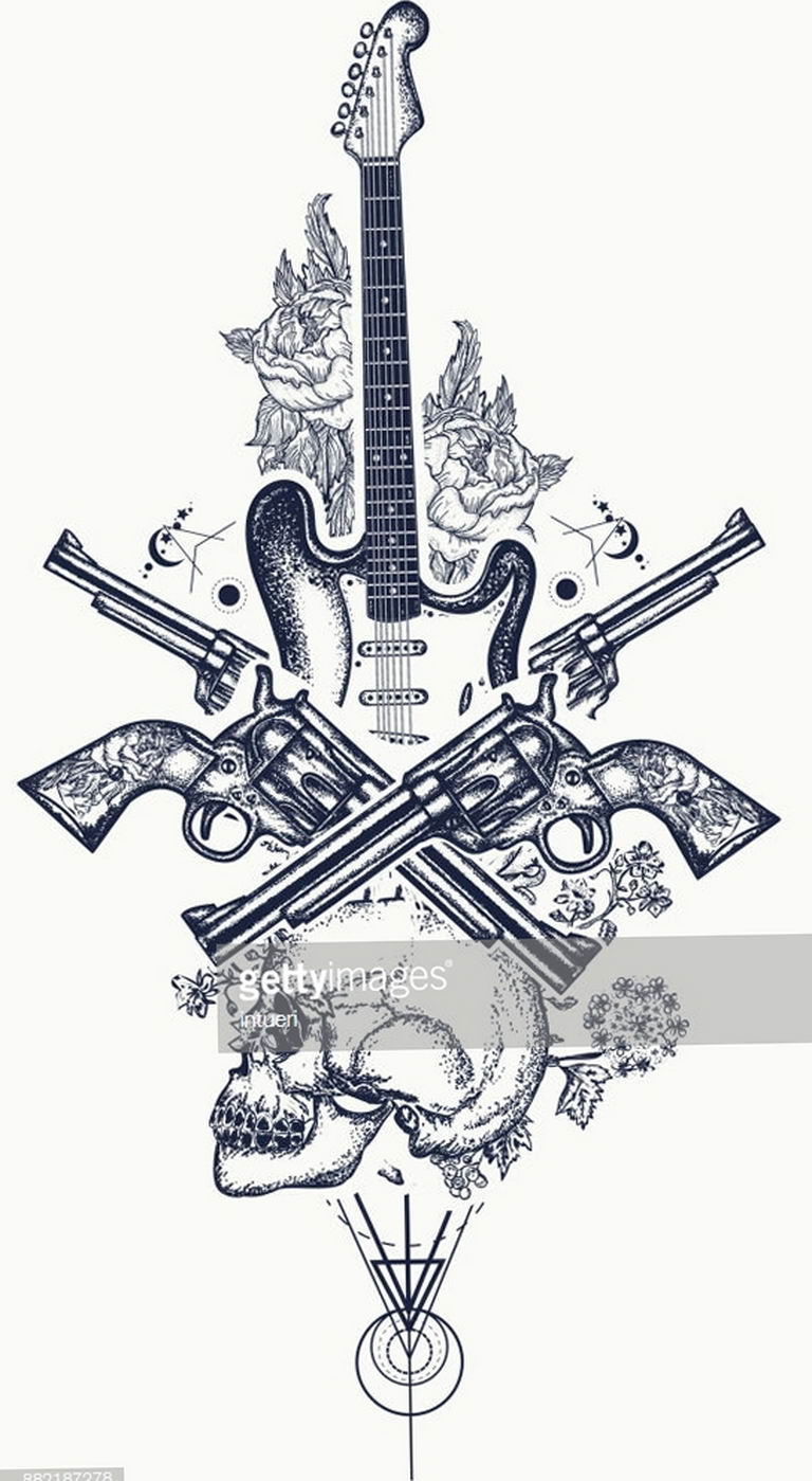 photo tattoo guitar 25.01.2019 №140 - drawing tattoo with a guitar - tattoovalue.net