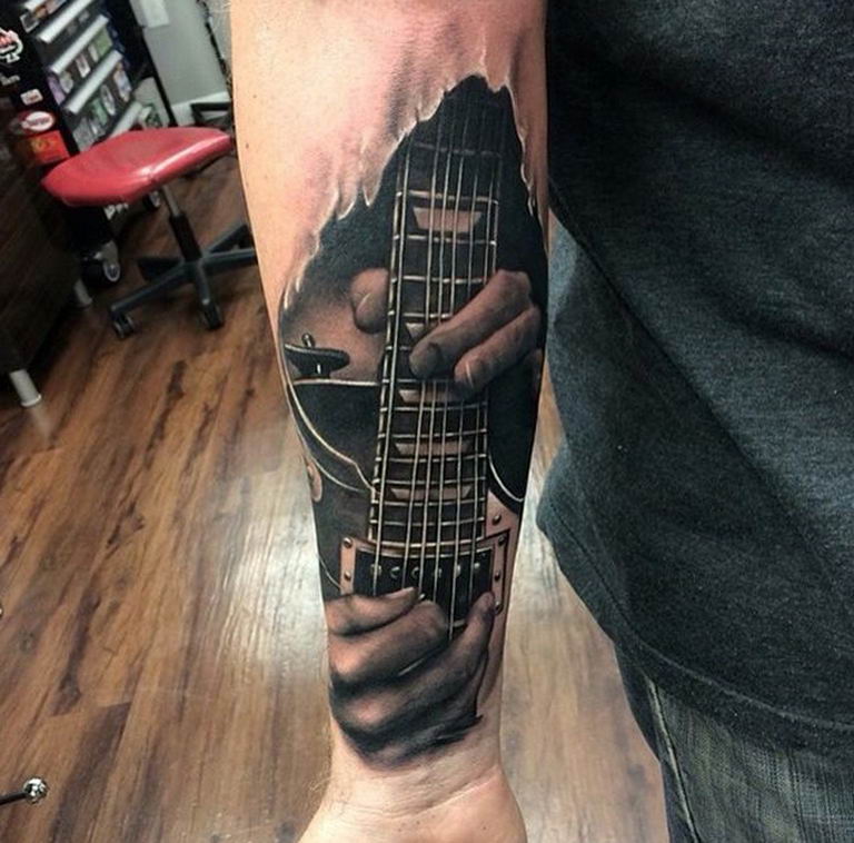 photo tattoo guitar 25.01.2019 №146 - drawing tattoo with a guitar - tattoovalue.net