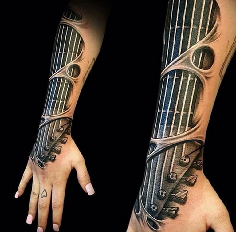 photo tattoo guitar 25.01.2019 №156 - drawing tattoo with a guitar - tattoovalue.net