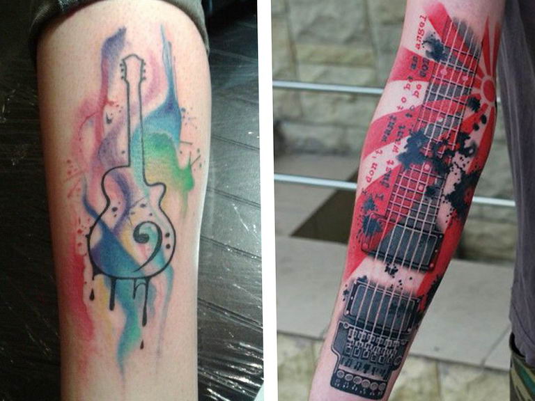 photo tattoo guitar 25.01.2019 №157 - drawing tattoo with a guitar - tattoovalue.net