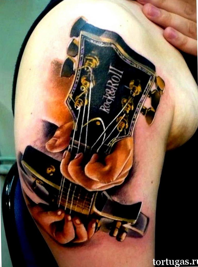 photo tattoo guitar 25.01.2019 №161 - drawing tattoo with a guitar - tattoovalue.net