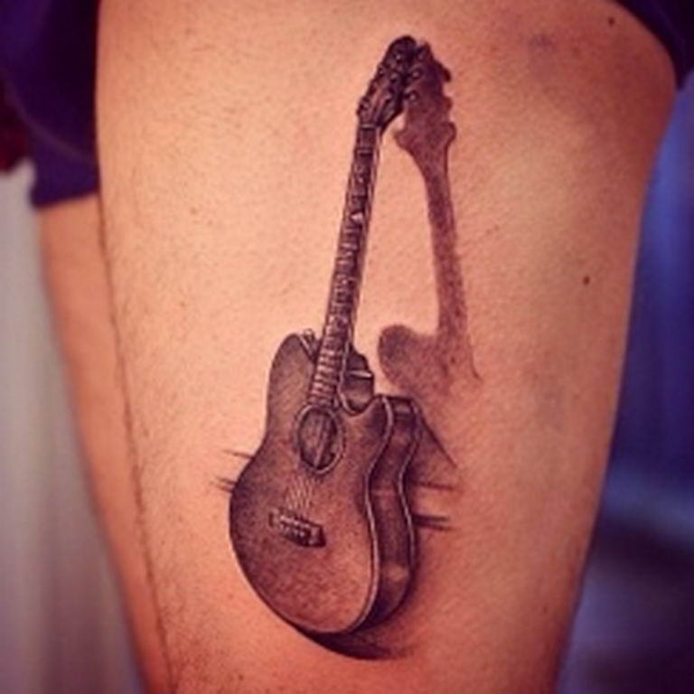 photo tattoo guitar 25.01.2019 №167 - drawing tattoo with a guitar - tattoovalue.net