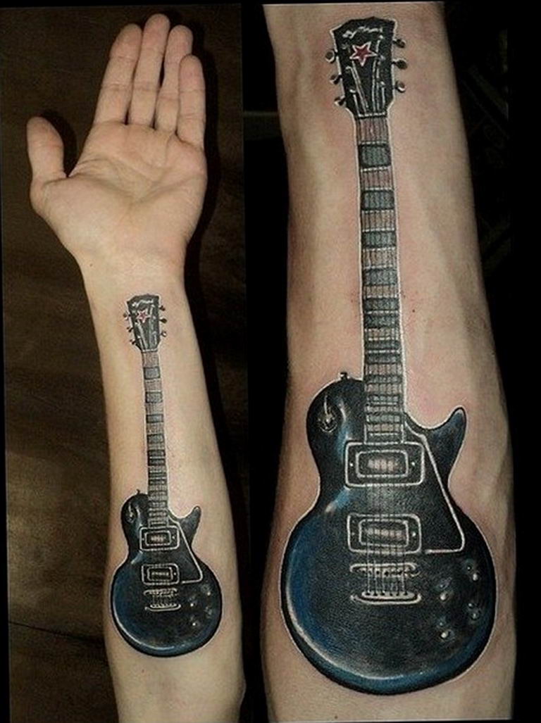 photo tattoo guitar 25.01.2019 №189 - drawing tattoo with a guitar - tattoovalue.net