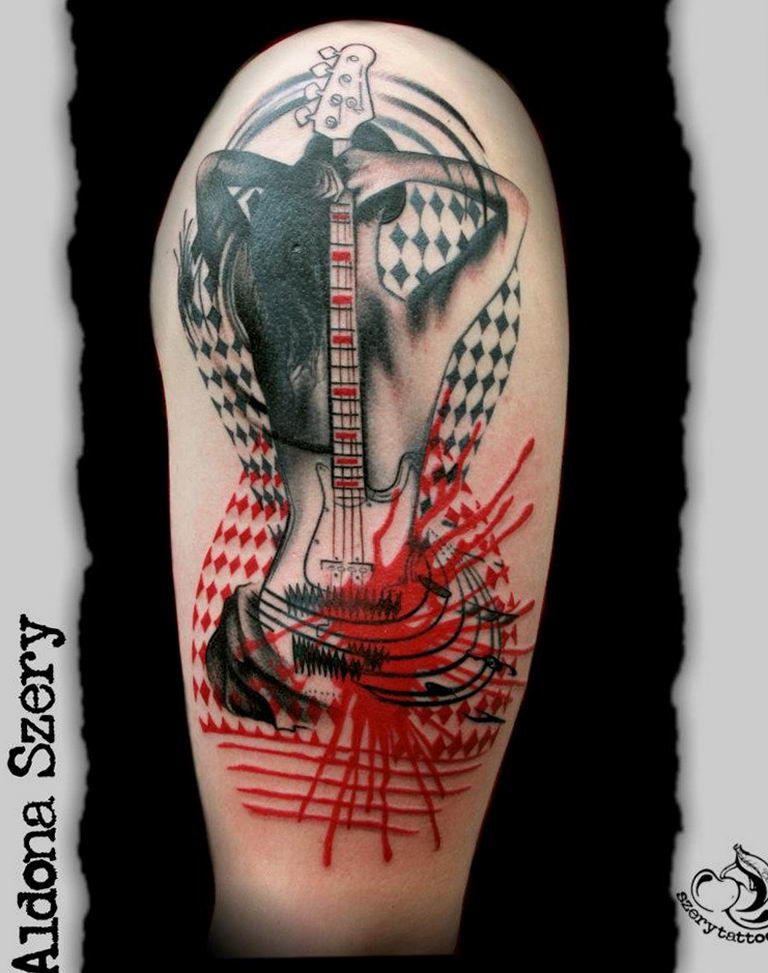 photo tattoo guitar 25.01.2019 №190 - drawing tattoo with a guitar - tattoovalue.net