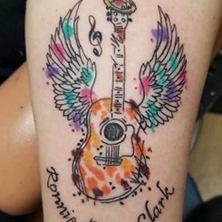 photo tattoo guitar 25.01.2019 №195 - drawing tattoo with a guitar - tattoovalue.net