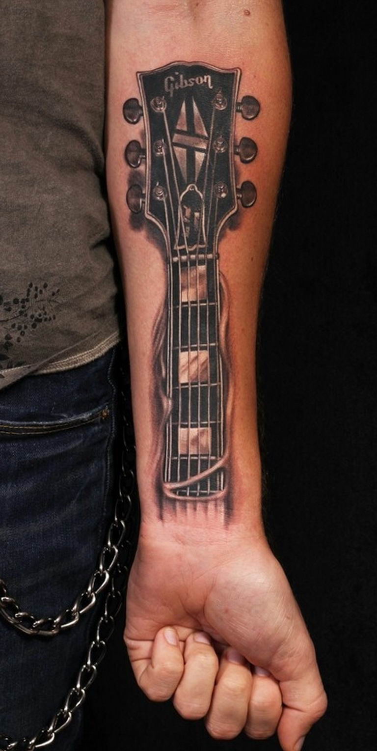 photo tattoo guitar 25.01.2019 №196 - drawing tattoo with a guitar - tattoovalue.net