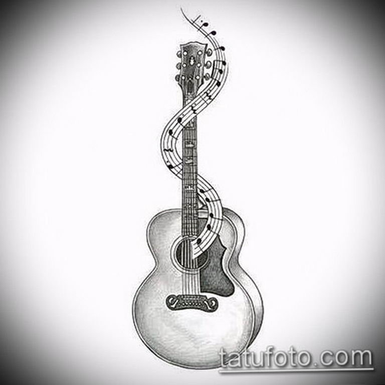 photo tattoo guitar 25.01.2019 №204 - drawing tattoo with a guitar - tattoovalue.net