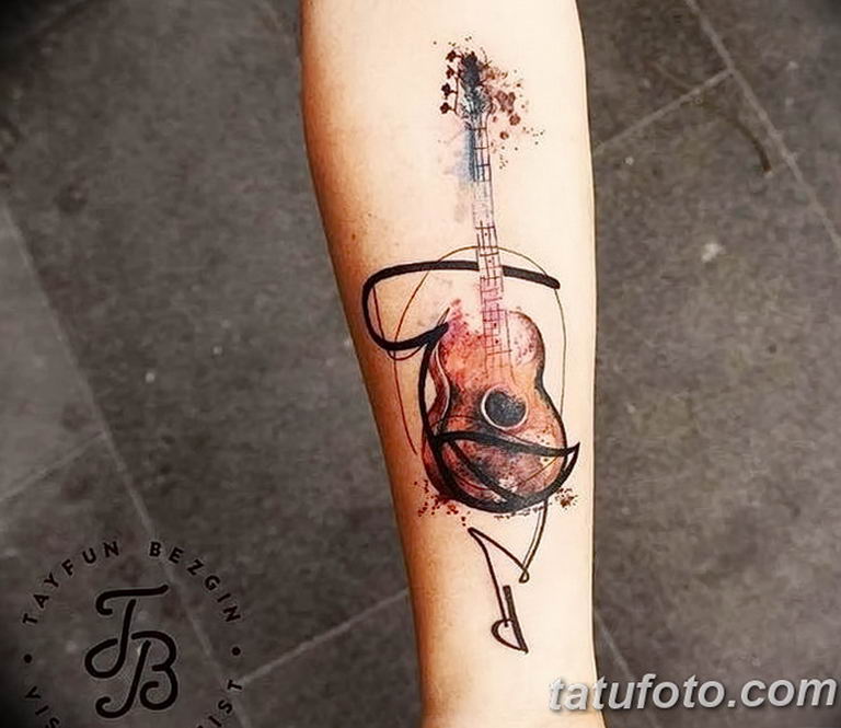 photo tattoo guitar 25.01.2019 №206 - drawing tattoo with a guitar - tattoovalue.net